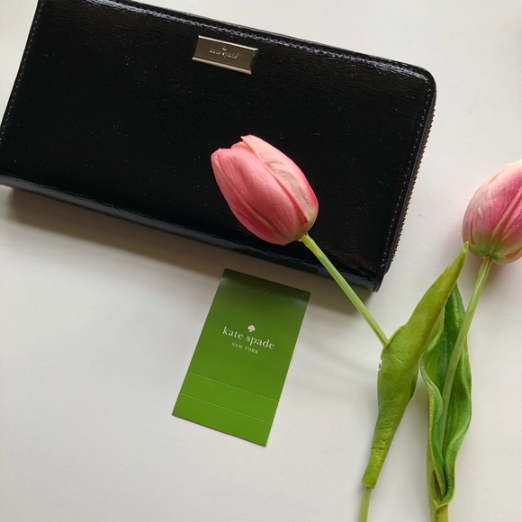 kate spade Handbags - Kate Spade Black Patent Leather Zip Around Wallet